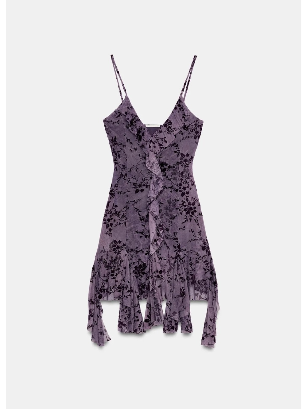 Sold out! Zara Purple Floral Asymmetrical Ruffle Slip Dress